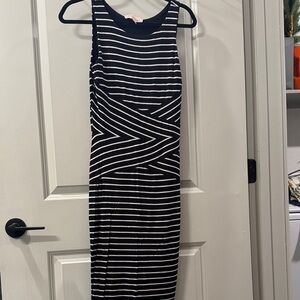 Philosophy Black and White Geometric Midi Dress